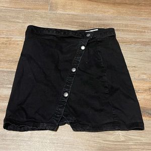 Black stretch denim skirt
